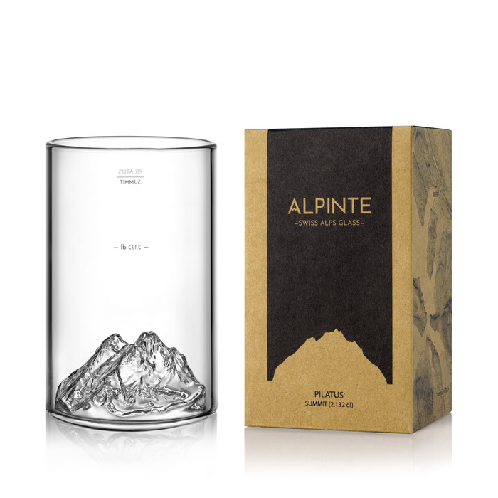 Verre Half-Pinte Alpinte avec le Pilatus en relief